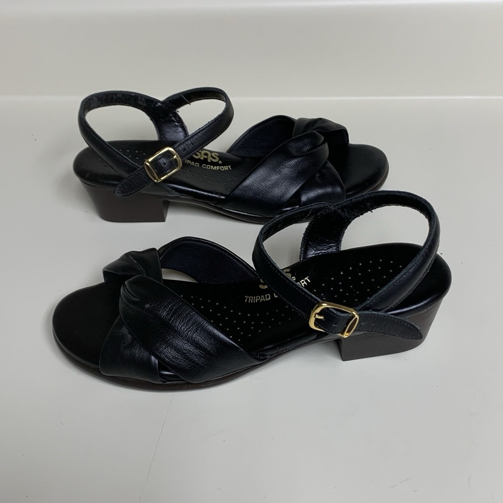 SAS Women's Leather Sandal Sz 6 Heel Comfort Tripad Twist Again Grandma Corp